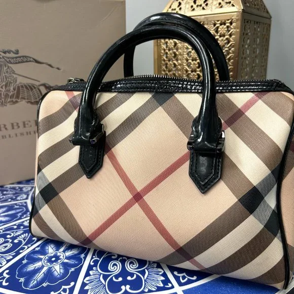 Burberry Nova Check Top Handle Bowling Bag